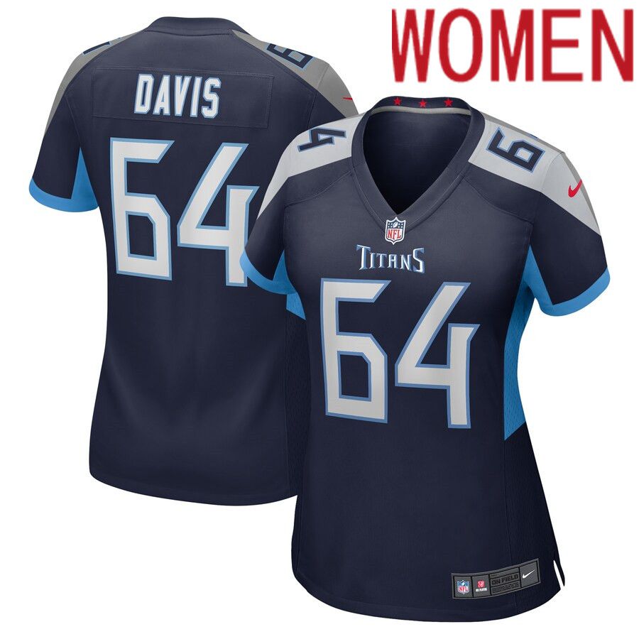 Women Tennessee Titans #64 Nate Davis Nike Navy Game NFL Jersey->women nfl jersey->Women Jersey